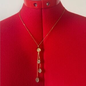 Sparkly Gold Tone Lariat Necklace